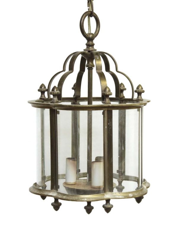 Wall & Ceiling Lanterns - Vintage 3 Light Clear Glass Brass Ceiling Lantern
