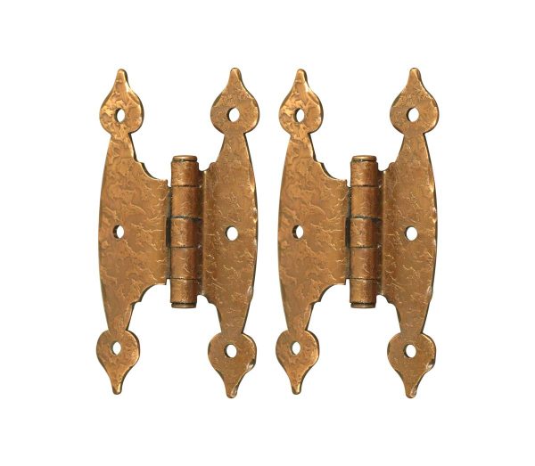 Cabinet & Furniture Hinges - Pair of Arts & Crafts 3.5 x 1.75 Copper Plated Offset Cabinet Hinges