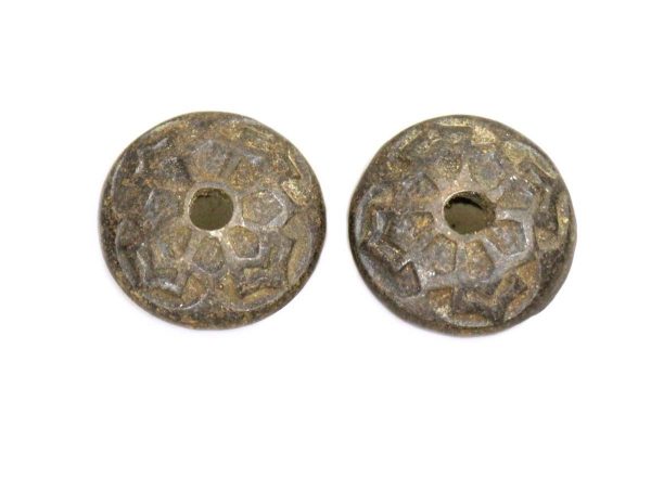 Cabinet & Furniture Knobs - Pair of Victorian 4 Fold Cast Iron Round Cabinet Knobs