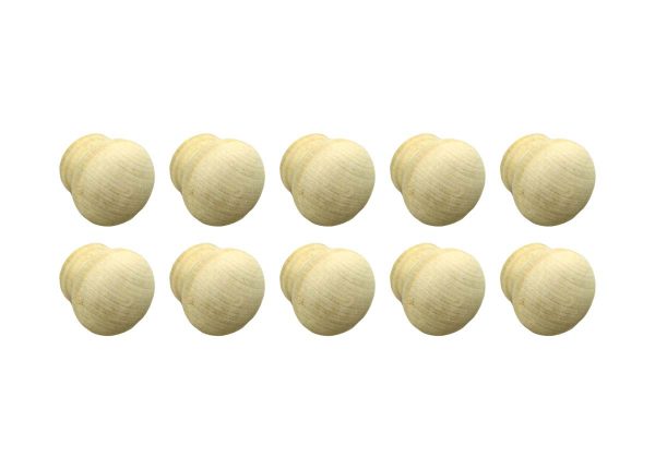 Cabinet & Furniture Knobs - Set of 10 Unfinished 1 in. Round Wooden Drawer Knobs