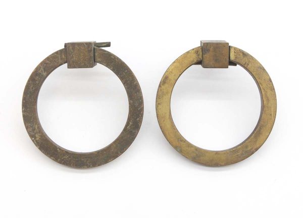 Cabinet & Furniture Pulls - Pair of Vintage Bronze Drop Ring Drawer Pulls