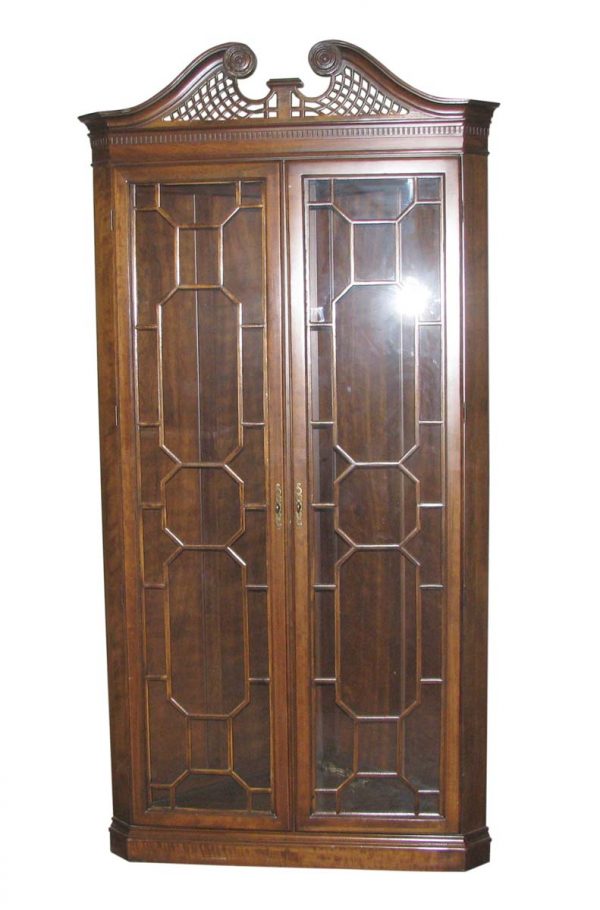 Cabinets - Victorian 7 ft Walnut Corner Display Cabinet