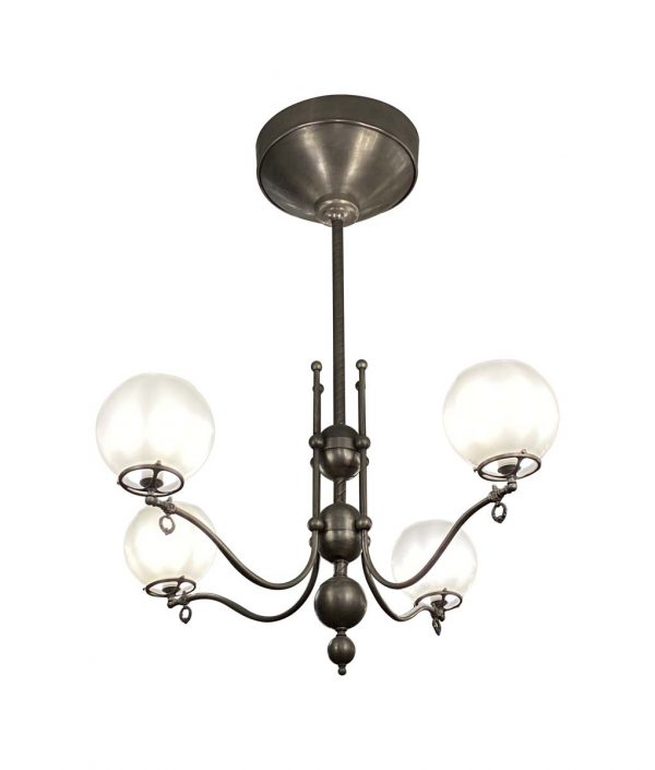 Chandeliers - Contemporary Nickel Electric Faux Gas Chandelier