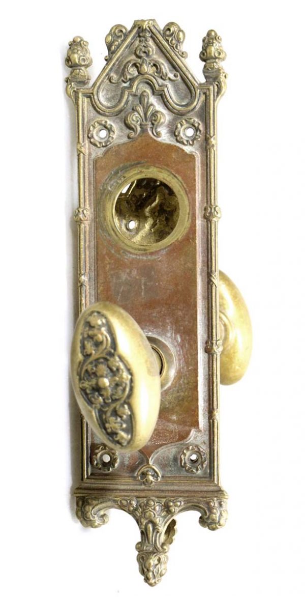 Door Knob Sets - Antique Gothic Bronze Oval Door Knob Set