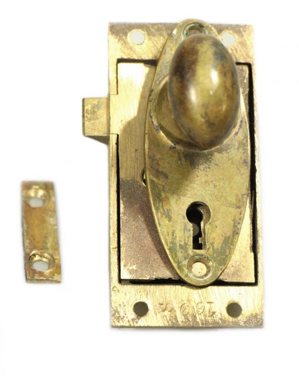 Door Knob Sets - Vintage Polished Brass Surface Mount Screen Door Passage Set