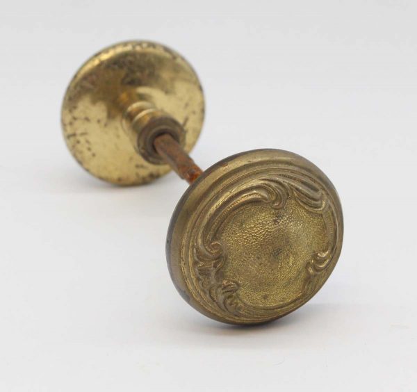 Door Knobs - Vintage Cast Brass Pair of Swirl French Door Knobs