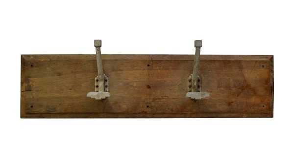 Racks - Wooden Two Aluminum Art Deco Hooks on Wooden Plank