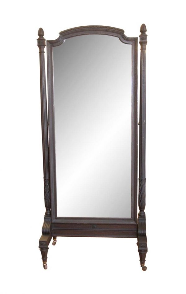 Antique Mirrors - Early 20th Century Beaux Arts Tilting Cheval Mirror on Casters