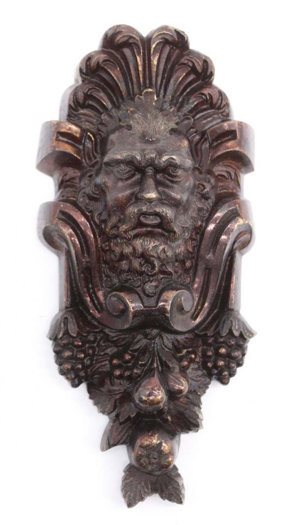 Applique - Antique Figural Man & Grapes Dark Bronze Applique