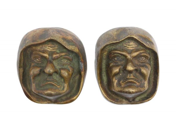 Applique - Pair of Antique Bronze Figural Face Appliques