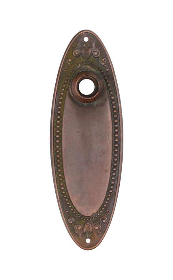 Back Plates - 7 in. Victorian Pressed Brass Beaded Door Back Plate