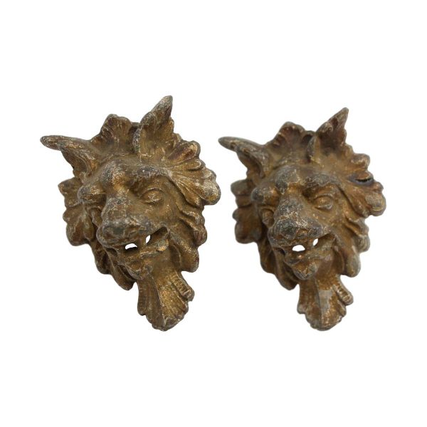 Cabinet & Furniture Knobs - Pair of Bronze Wolf Head Furniture Knobs
