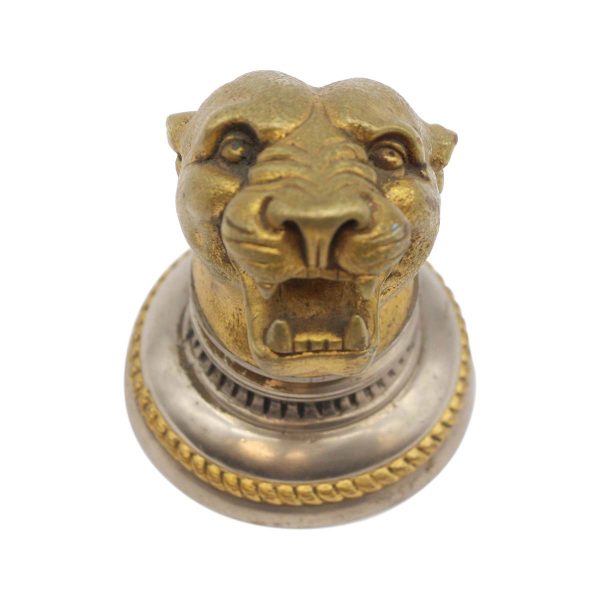 Cabinet & Furniture Pulls - Antique Cast Brass & Nickel Lion Head Door Pull