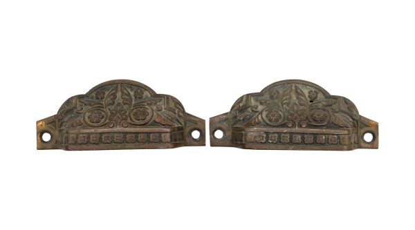 Cabinet & Furniture Pulls - Pair of Antique 3.5 in. Bronze Victorian Cup Pulls