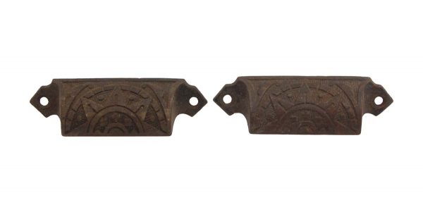 Cabinet & Furniture Pulls - Pair of Cast Iron Aesthetic Cup Pulls