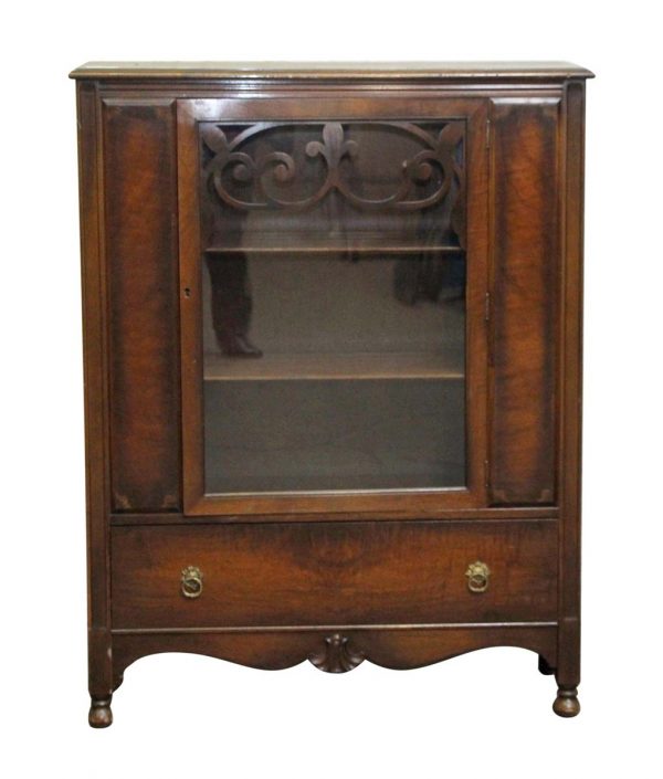 Cabinets - Antique Traditional Dark Wood & Glass Bookcase