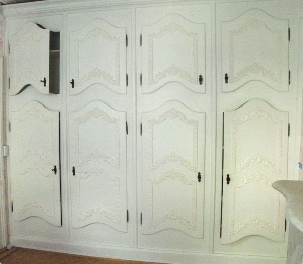 Cabinets & Bookcases - Reclaimed White Wood French Built in Cabinets