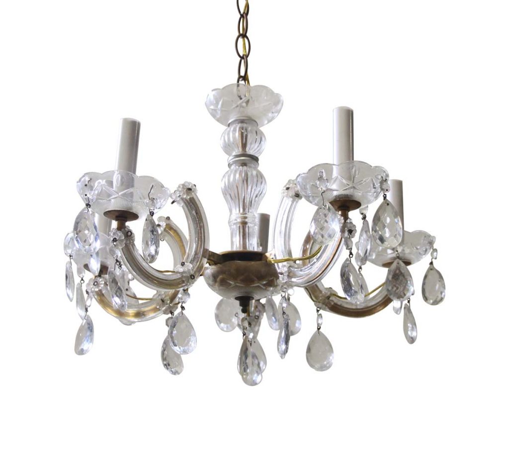 Antique Petite Marie Therese 5 Arm Crystal Chandelier | Olde Good Things