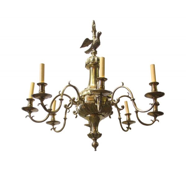 Chandeliers - Cast Brass 8 Arm Chandelier with Eagle Finial from The New York Stock Exchange