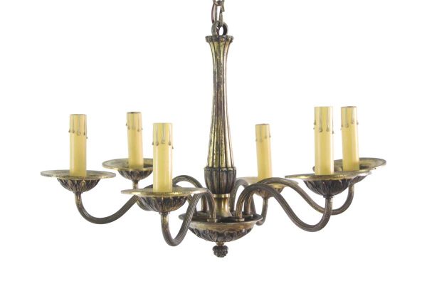 Chandeliers - Vintage Petite French 6 Arm Brass Chandelier