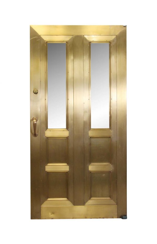 Commercial Doors - Vintage 2 Lite 4 Pane Bronze Bank Door 78 x 38.75