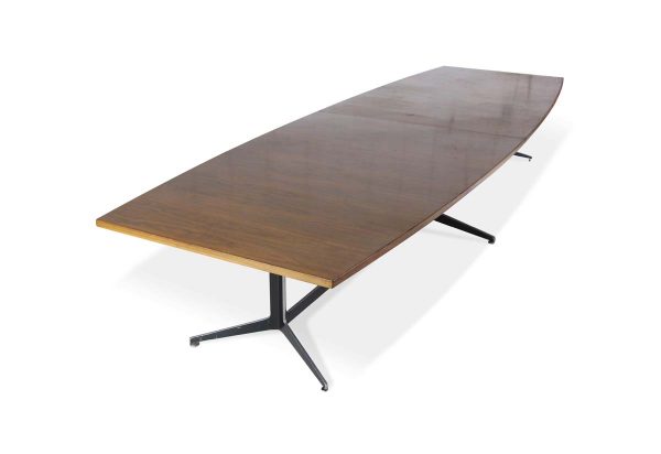 Commercial Furniture - 14 ft Golden Oak Stain Walnut Conference Table with Aluminum Legs