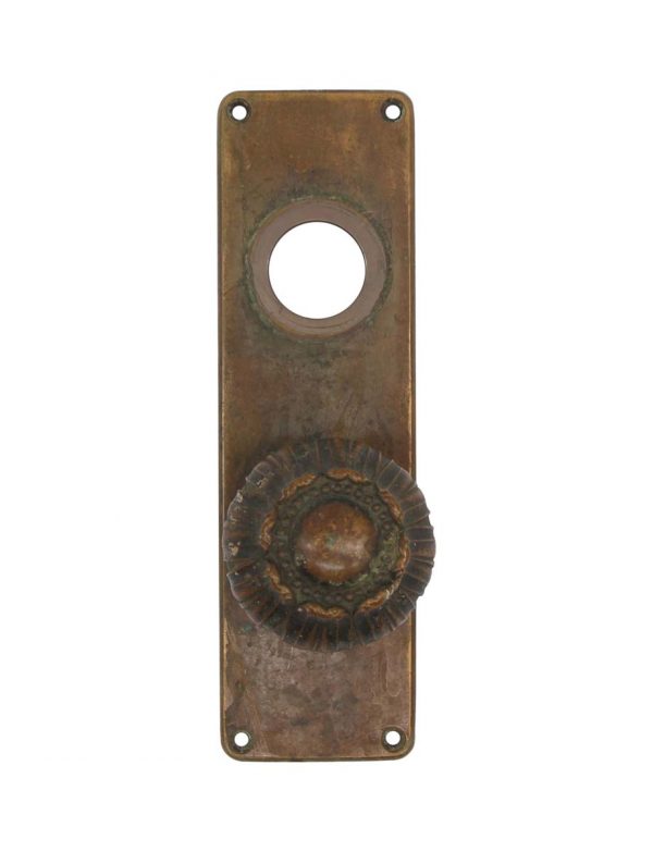 Door Knob Sets - Antique Yale & Towne Fixed Bronze Door Knob with Back Plate