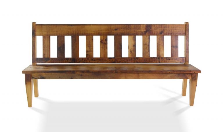 Handmade 7 Foot Pine Natural Stain Slatted Bench | Olde Good Things