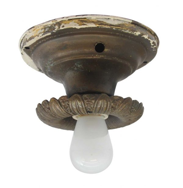 Flush & Semi Flush Mounts - Antique Single Traditional Socket Brass Flush Mount Light