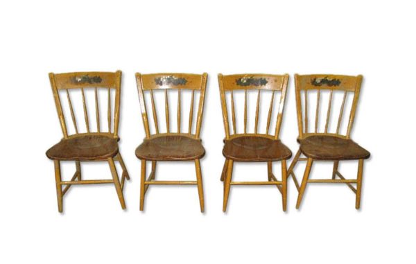 Kitchen & Dining - Antique Traditional American Carved Wood Country Chair Set