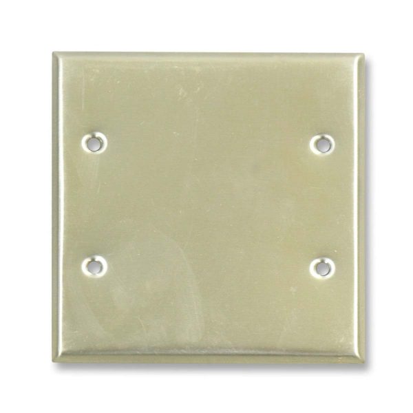 Lighting & Electrical Hardware - Modern Chrome Plated Brass Blank Double Switch Plate Cover