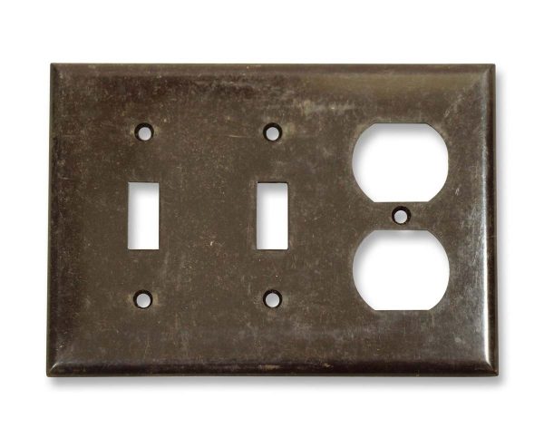 Lighting & Electrical Hardware - Plain Brown Plastic Gang Switch & Electrical Outlet Plug Combo Switch Plate Cover