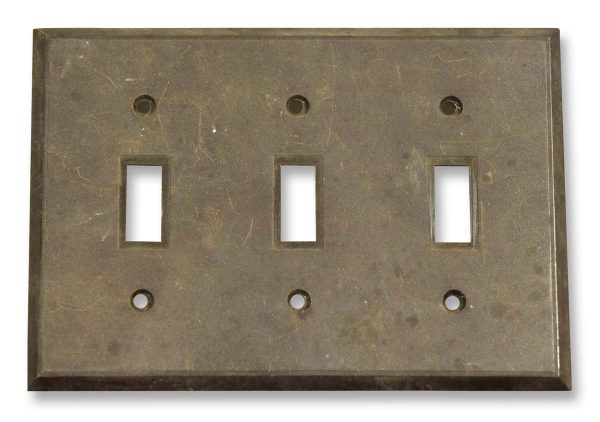 Lighting & Electrical Hardware - Vintage Brown Plastic Triple Light Switch Plate Cover