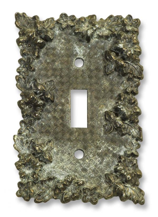 Lighting & Electrical Hardware - Vintage Floral Brass Single Switch Plate Cover
