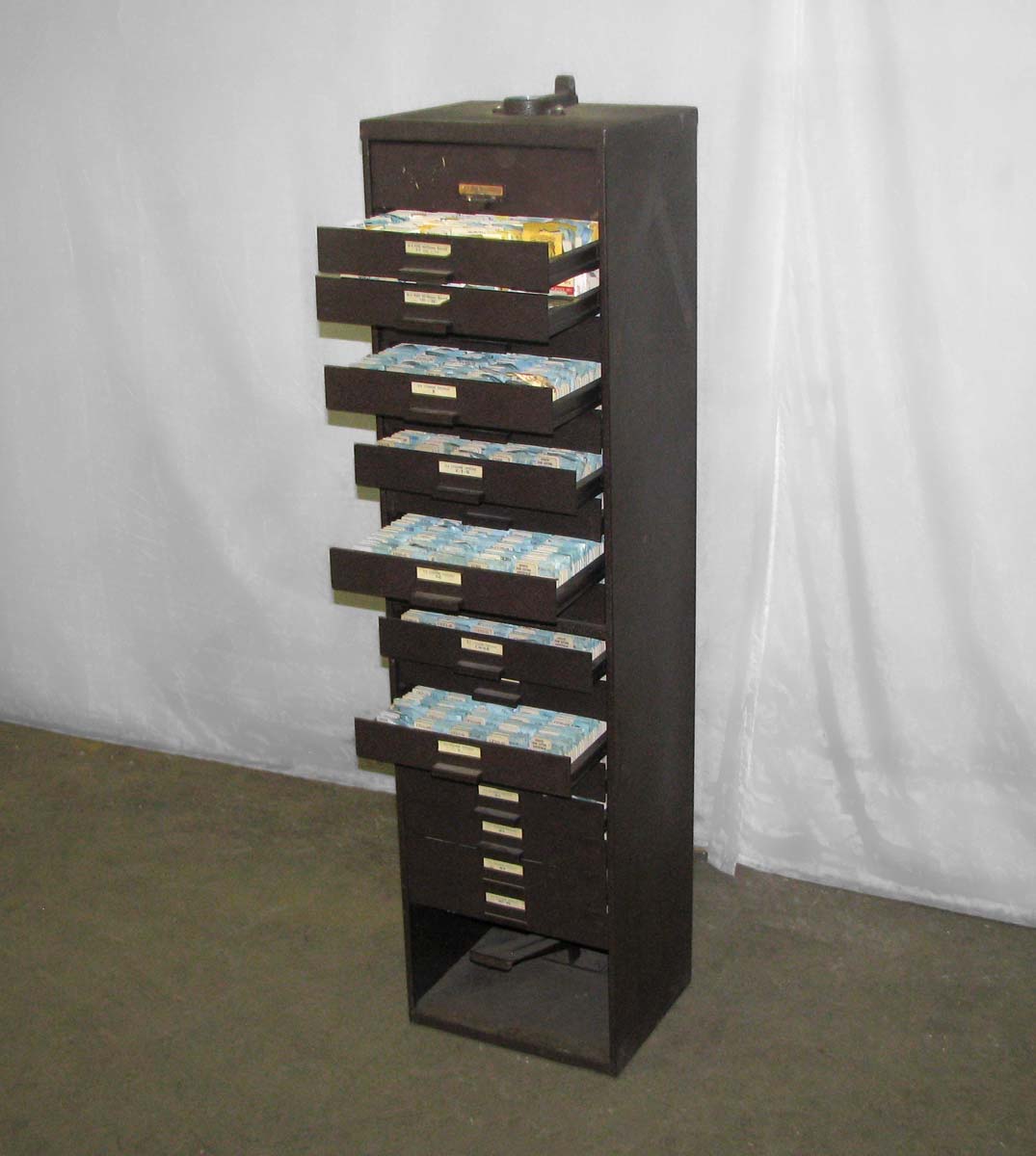 Industrial Metal Tall Narrow Cabinet with Multiple Drawers