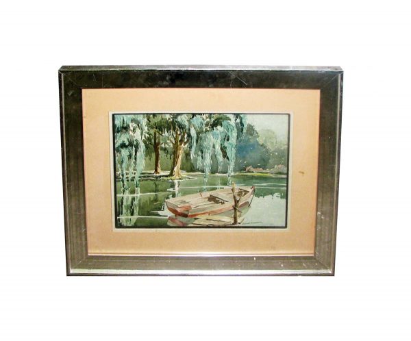 Prints - Vintage Weeping Willow & Boat Framed Print