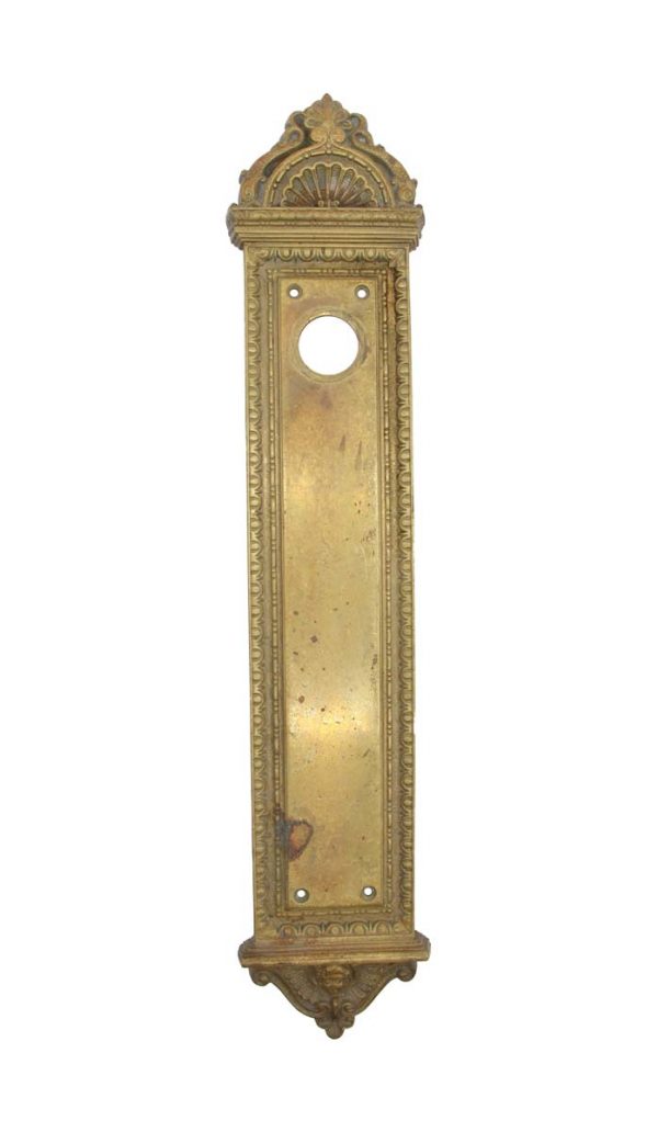 Push Plates - Antique Sargent 19.75 in. Bronze Cherub Door Push Plate