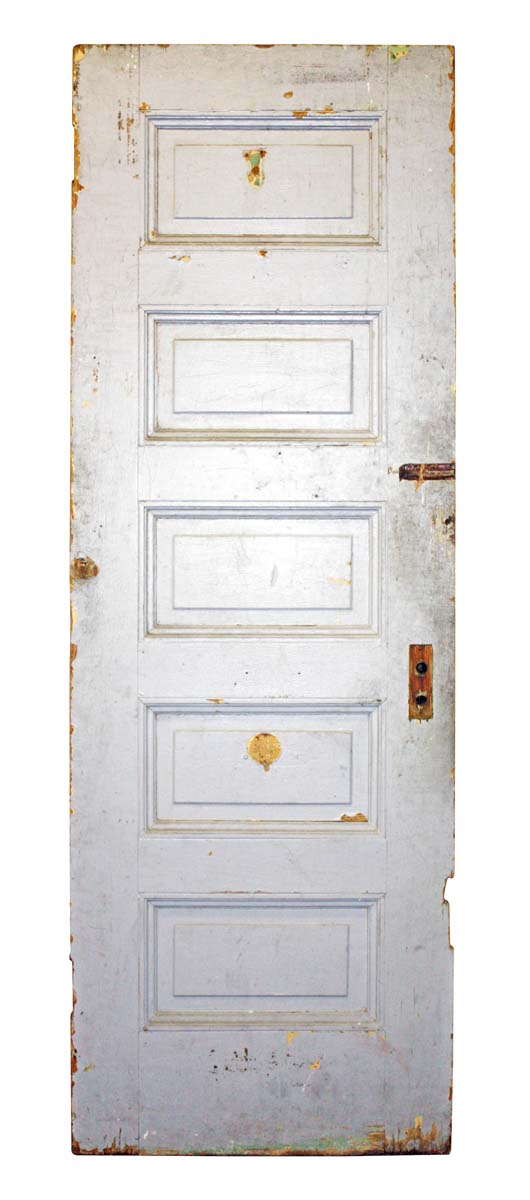 Standard Doors - Antique 5 Raised Pane White Wood Privacy Door 83.5 x 27.75