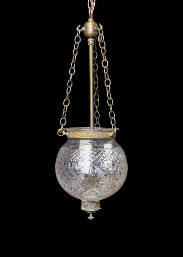 Up Lights - Antique 9 in. Clear Etched Leaf Bell Jar Pendant Light