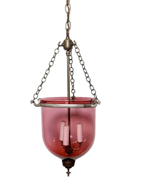 Up Lights - Antique Hand Blown 10.25 in. Red Cranberry Crystal Glass Bell Jar Light