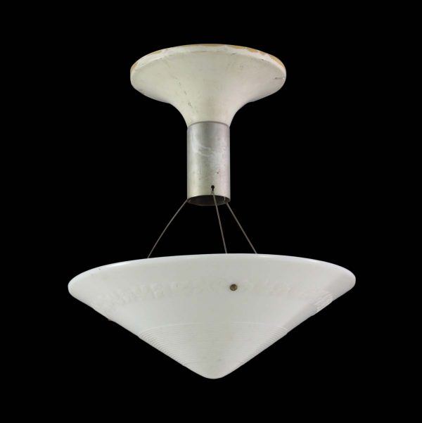 Up Lights - Art Deco Signed Cast Milk Glass Pendant Light