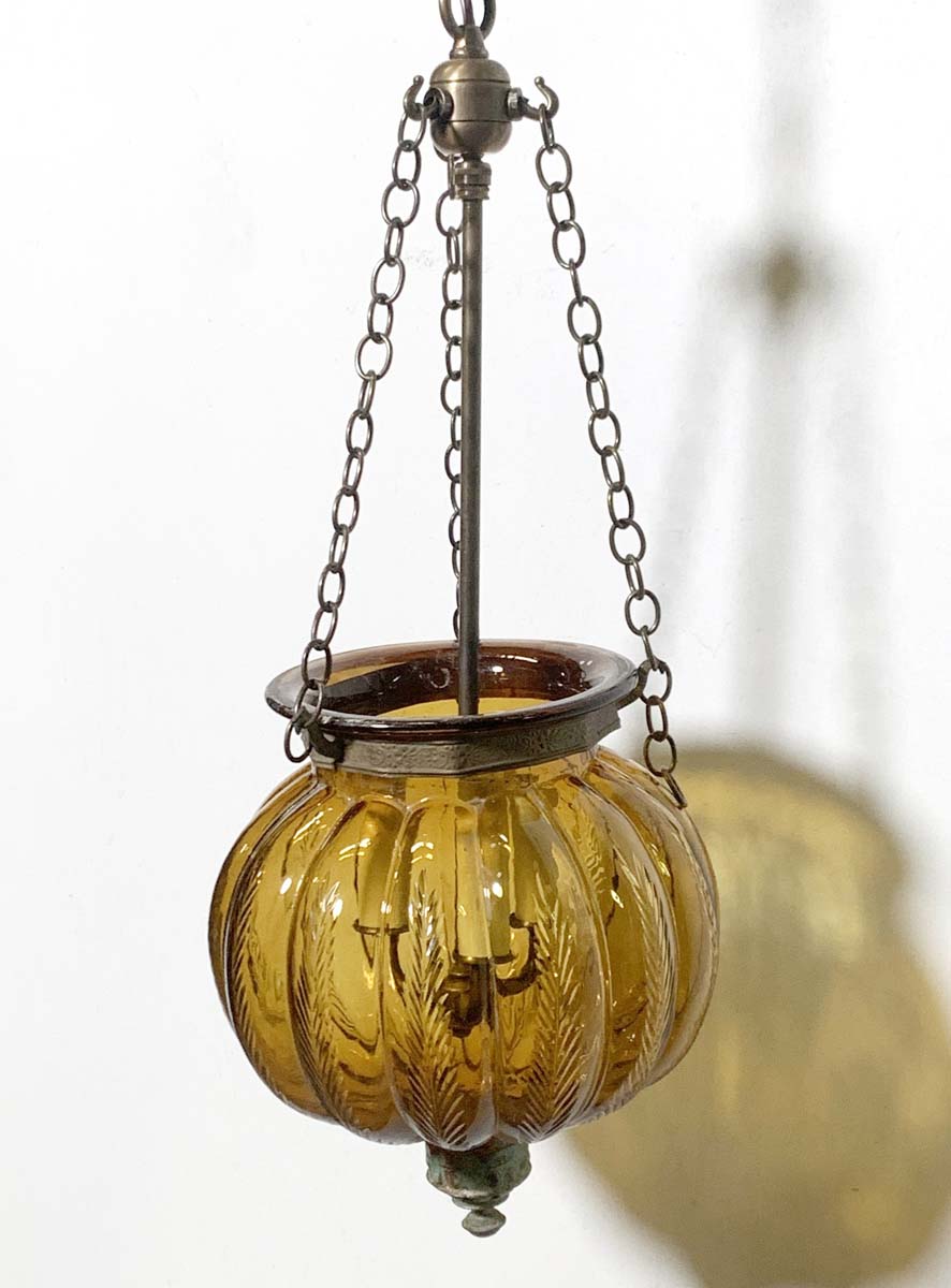 Val Saint Lambert Antique 9 in. Amber Crystal Glass Bell Jar