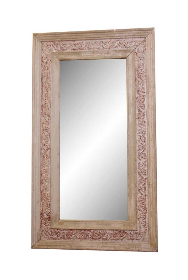 Wood Molding Mirrors - Large 1800s Brownstone Door Molding Mirror with Original Gesso Profile