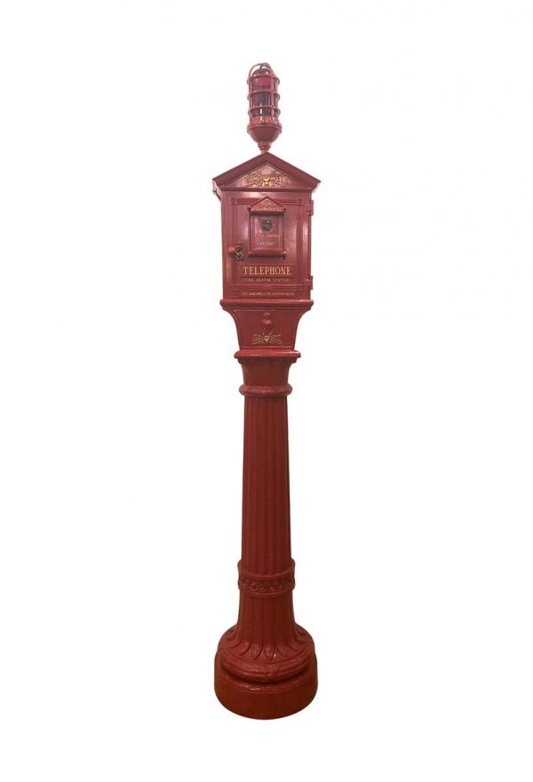 Commercial Furniture - Fully Restored Gamewell Co. Red Fire Box Pull & Telephone