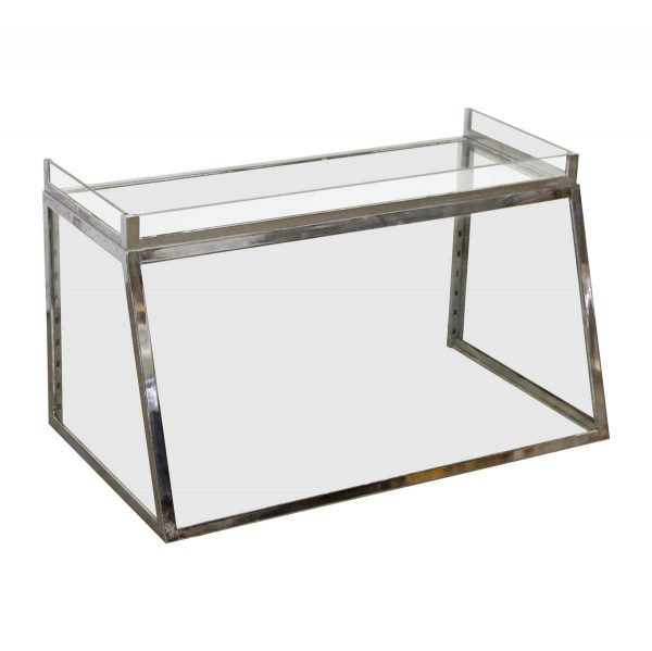 Commercial Furniture - Vintage Chrome Over Brass Tabletop Trapeze Vitrine