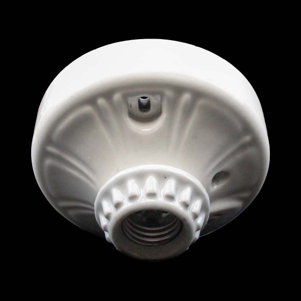 Flush & Semi Flush Mounts - 1940s Single Bulb 4.75 in. White Porcelain Flush Mount Light
