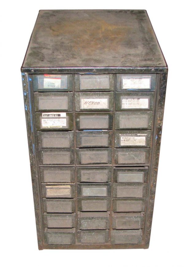 Industrial - Vintage Industrial Green Metal Parts Storage Bin