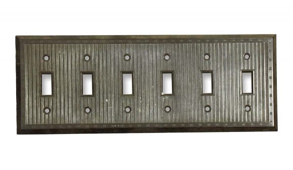 Lighting & Electrical Hardware - Vintage Brown Bakelite 6 Gang Switch Light Cover