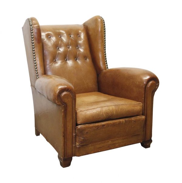 Living Room - Vintage 34 in. Captains Brown Leather Club Chair