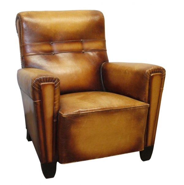 Living Room - Vintage Belgium 33 in. Brown Leather Vintage Club Chair